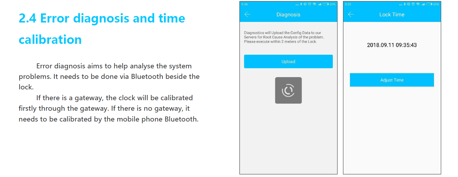 Error diagnosis and time calibration